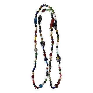 Vintage BoHo Glass Beaded Necklace For Sale