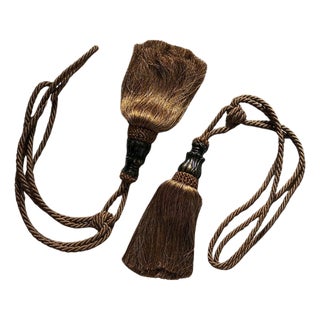 Victorian Bronze Copper Rope Curtain Fastener With Tassel For Sale
