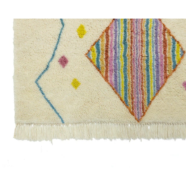 Tribal Multicolor Hand-Knotted Moroccan Wool Rug | 8'2" X 5'1" | One of a Kind For Sale - Image 3 of 8