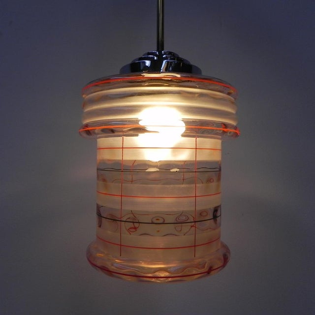 Art Deco Hanging Lamp with Pink Glass Shade For Sale - Image 14 of 18