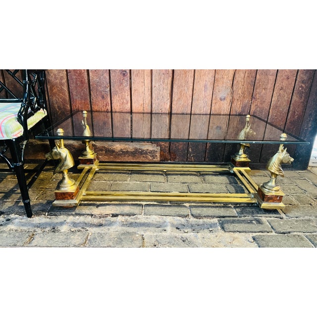 Brass "Cheval" Horse Head Coffee Table by Maison Charles, France For Sale - Image 11 of 12