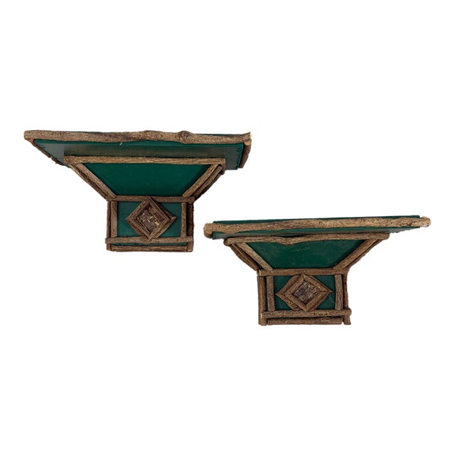 Rustic Folk Art Wall Brackets, a Pair For Sale