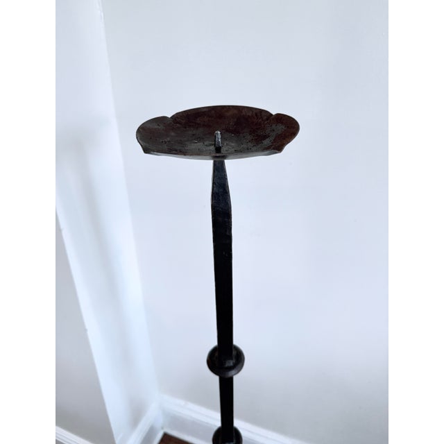 Early 20th Century Antique, Gothic Revival, Wrought Iron Floor Candlestand / Torchere For Sale - Image 5 of 10