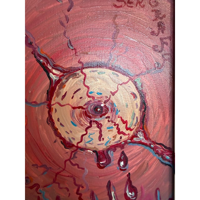 Abstract Serg Graff "Mystic Eye" Original Abstract Painting Framed Surreal Vision Art Coa For Sale - Image 3 of 8