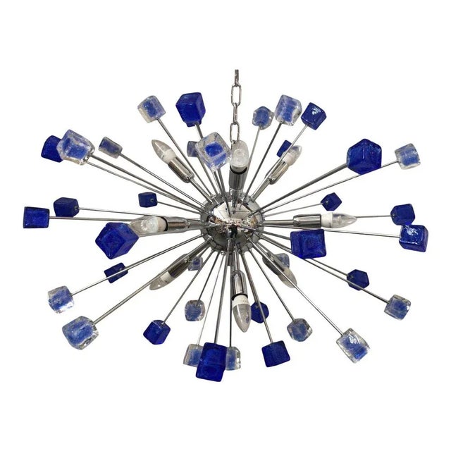 Italian Handmade Blue Murano Glass Sputnik Chandelier from Simoeng For Sale - Image 9 of 9