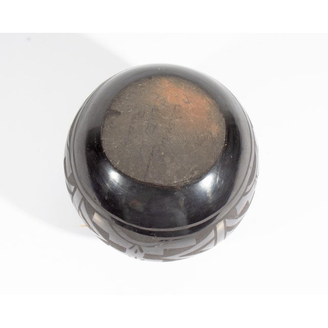 Cresencia Tafoya Santa Clara Pueblo Black on Black Pottery Vase For Sale - Image 4 of 8
