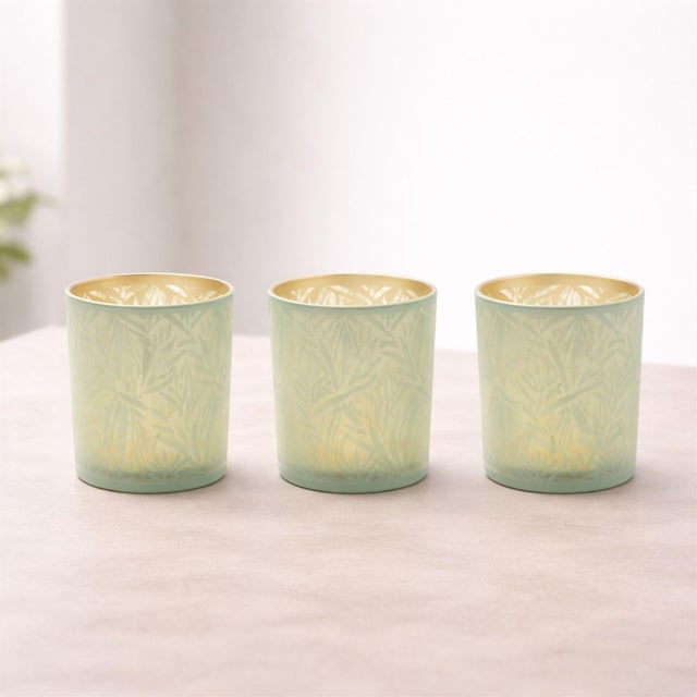 Modern Tropical Patterned Votive Holder (Set of 3) For Sale - Image 3 of 4