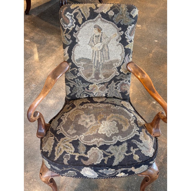 Wood 19th Century Walnut Needlepoint Armchair For Sale - Image 7 of 10