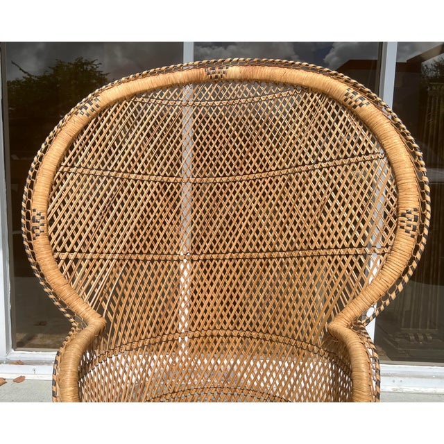 Vintage Wicker Emmanuelle Peacock Chair. | Chairish