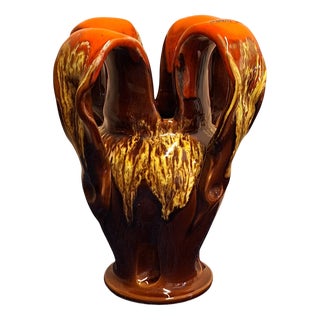 Mid-Century French Ceramic Vase with 4 Loops by Vallauris, 1960s For Sale