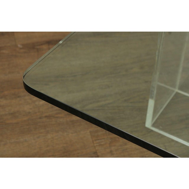 Hollywood Regency Glass Top Lucite Coffee Table For Sale - Image 4 of 12