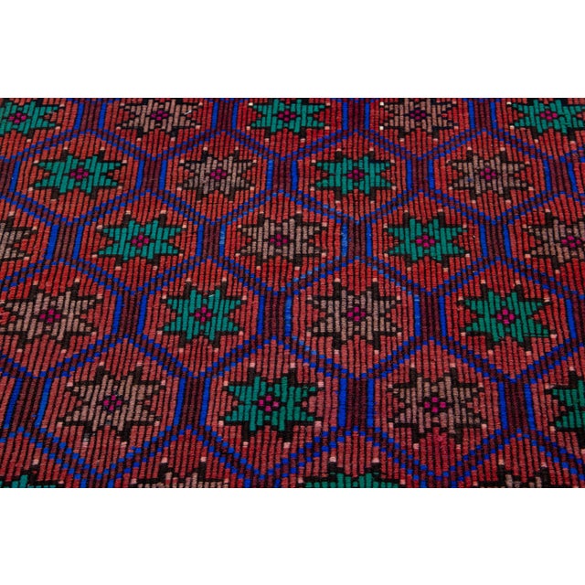 Vintage Turkish Kilim Wool Rug in Rust With Geometric Design For Sale - Image 11 of 11