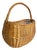 Early 20th Century French Wicker Gathering Basket With Bentwood Handle | French Provincial Market Basket For Sale