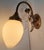 Vintage Art Nouveau Wall Sconces Fixture Brass & Milk Glass Shade Ship Light For Sale - Image 4 of 6