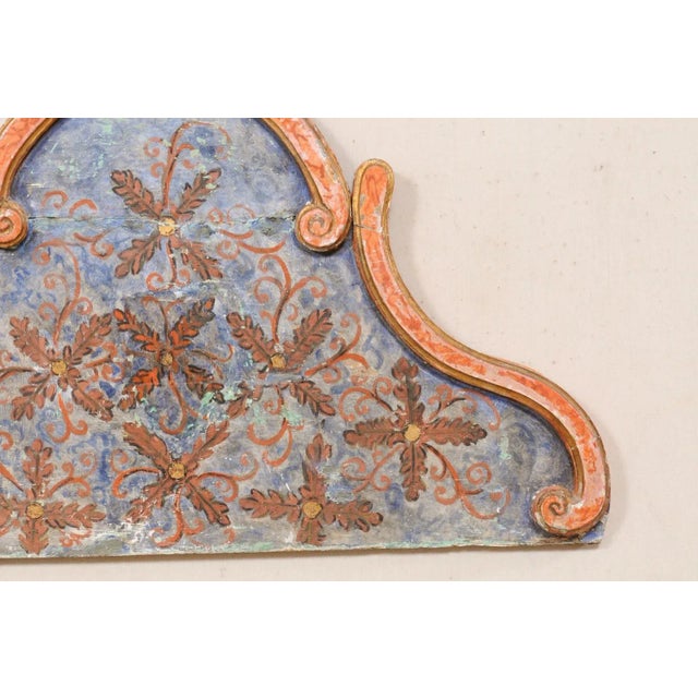 Wood 19th Century Spanish Floral-Painted Wall Pediment For Sale - Image 7 of 11