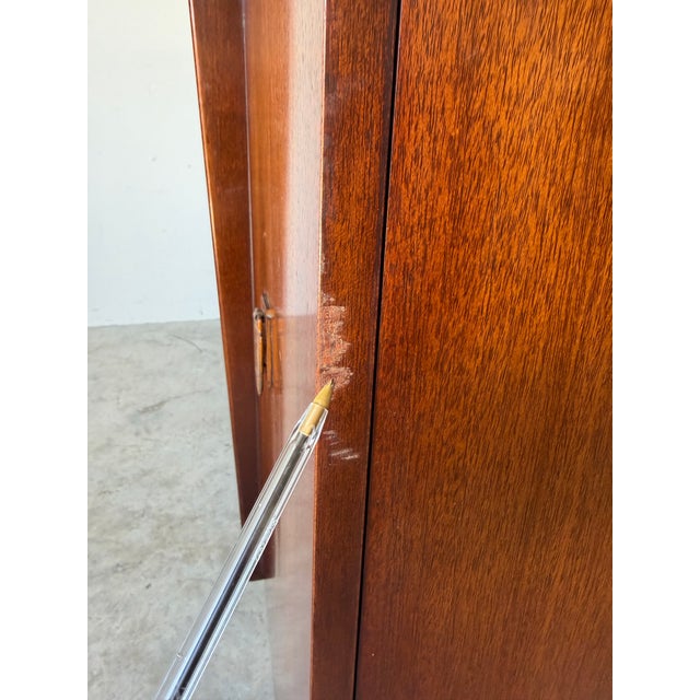 Vintage Art Deco - Asian Style Mahogany Buffet / Credenza With Brass Hardware For Sale - Image 11 of 12