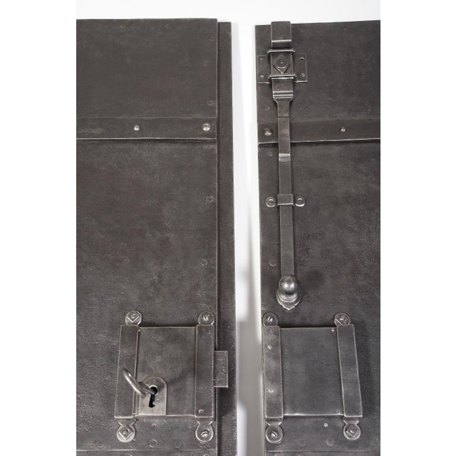 Antique Oversized Blue Iron Double Doors, 1880s For Sale - Image 5 of 18