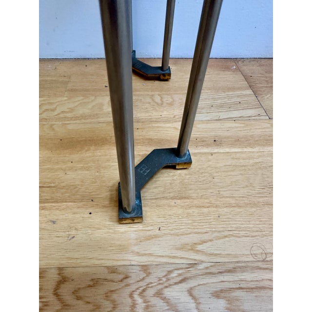 Gold Brass and Glass 2-Tier Console Table by Peter Ghyczy, 1970 For Sale - Image 8 of 13