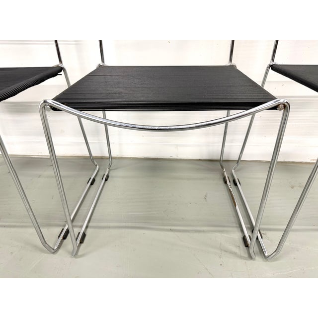 Italian Black and Chrome Spaghetti Chairs Design, 1980s, Set of 6 For Sale - Image 10 of 18