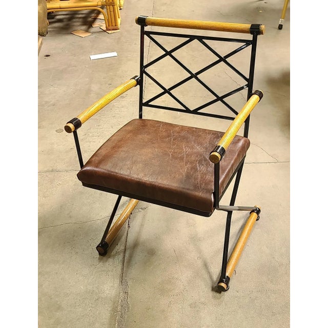 Handcrafted wrought iron chair is known as the "Directors Chair" in the style of Cleo Baldon for Terra from the early...