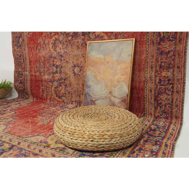 1970s Vintage Turkish Handmade Turkish Wool Cotton Red Area Rug For Sale - Image 4 of 12