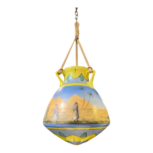 Mid 20th Century Hand-Painted Glass Islamic Mosque Lamp