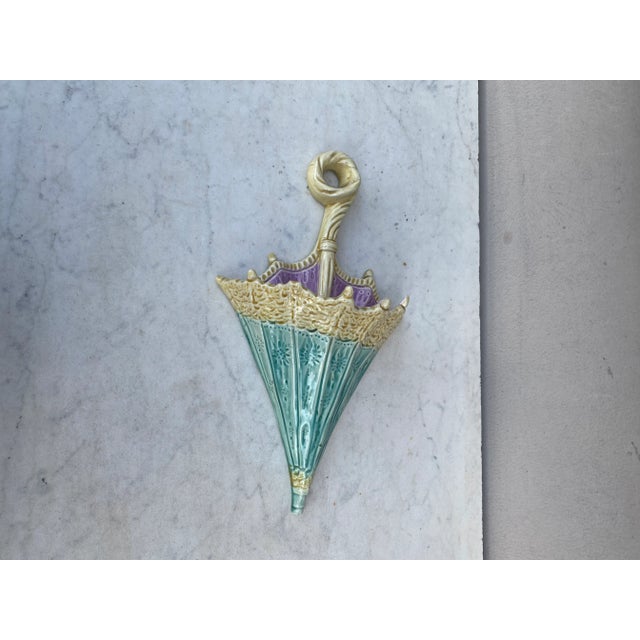 19th Century Majolica Umbrella Wall Pocket For Sale - Image 4 of 5