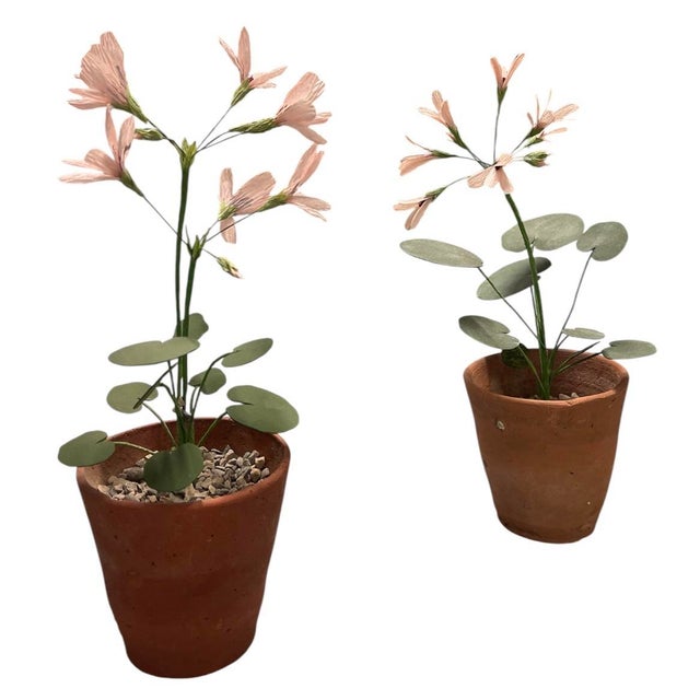Metal Pair of Artisan Flowers For Sale - Image 7 of 12