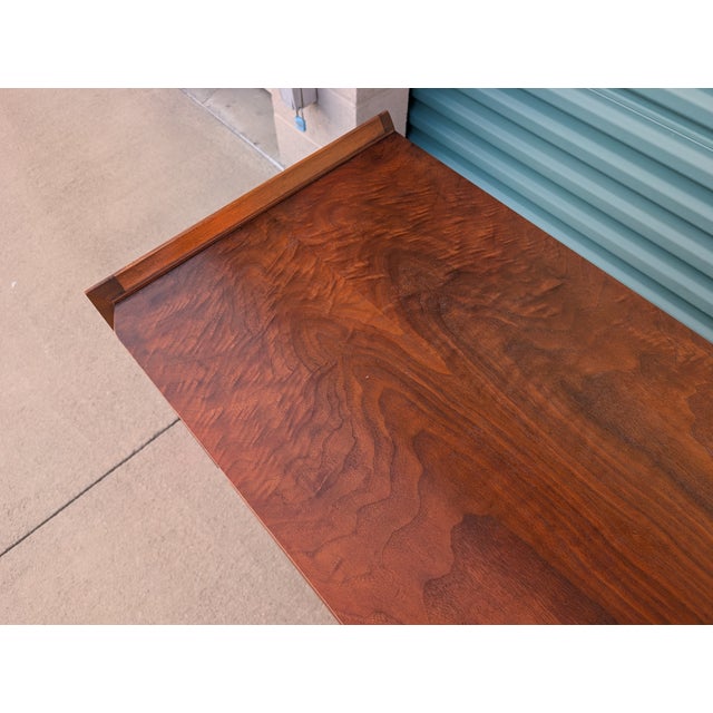 Brown Mid Century Modern Walnut 9 Drawer Lowboy 'First Edition' Dresser by Lane, C1960s For Sale - Image 8 of 12