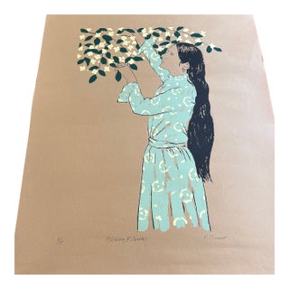 1980 Ralph Bienert “Picking Flowers” Artist’s Proof Print For Sale