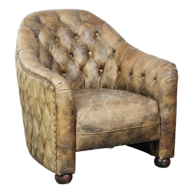 Cowhide Chesterfield Club Armchair For Sale