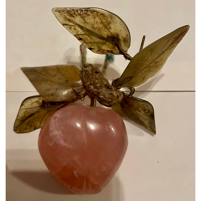 Asian Rose Quartz Carved Plum Fruit Hard Stone Leaves For Sale - Image 9 of 10