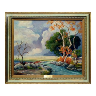 Mid Century Autumn Landscape, Showers Beneath San Gabriel Hills by Aletha Martin For Sale