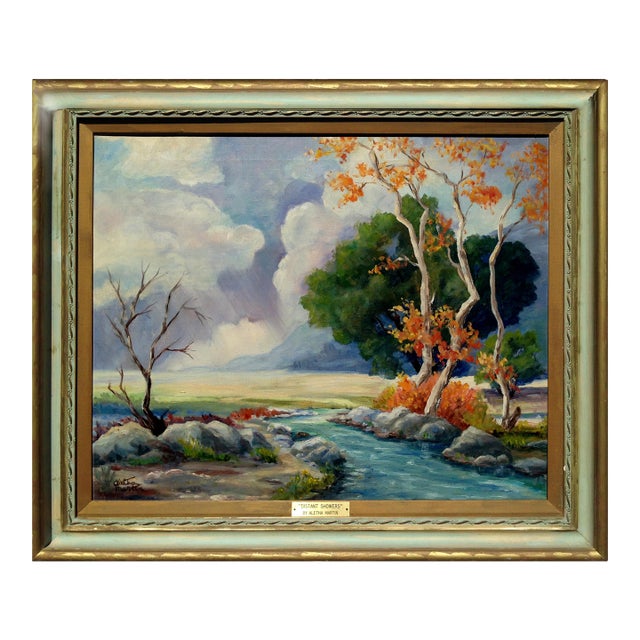 Mid Century Autumn Landscape, Showers Beneath San Gabriel Hills by Aletha Martin For Sale