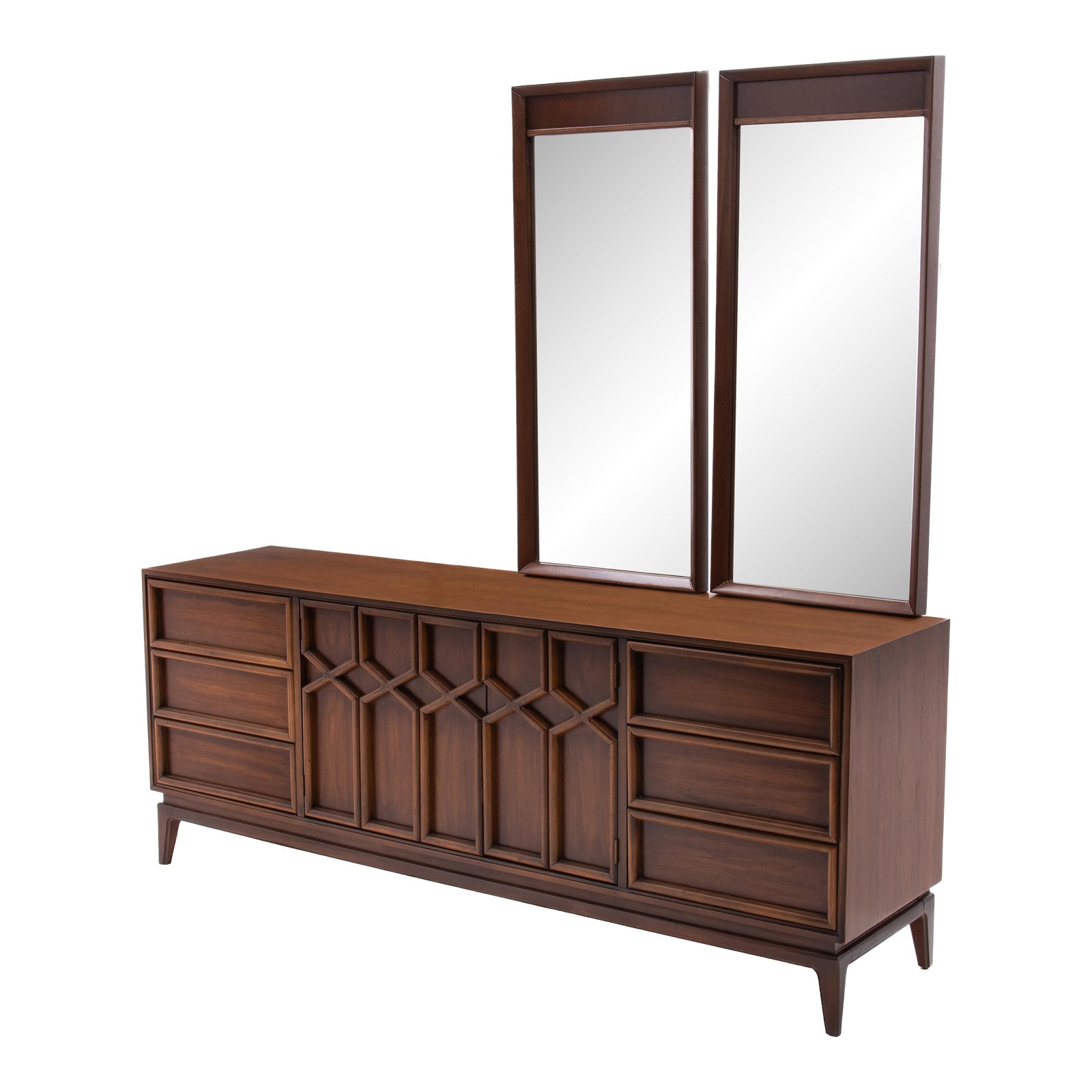 American of Martinsville Mid Century 9 Drawer Walnut Dresser