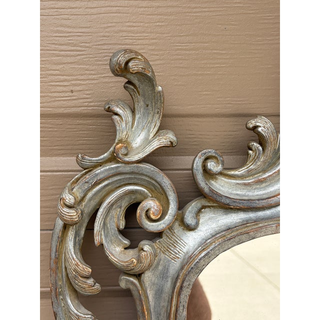 Labarge Large French Louis XV Rococo Silver Giltwood Mirror For Sale - Image 4 of 16