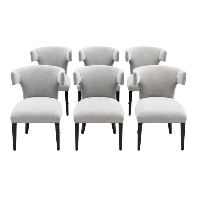 Klismos Set of 6 Upholstered Dining Chairs For Sale