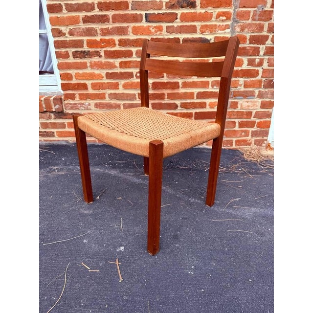 Niels Otto Møller Set of 3 Mid Century Danish Niels O. Møller Teak Ropped Seat Dining Chairs . For Sale - Image 4 of 15