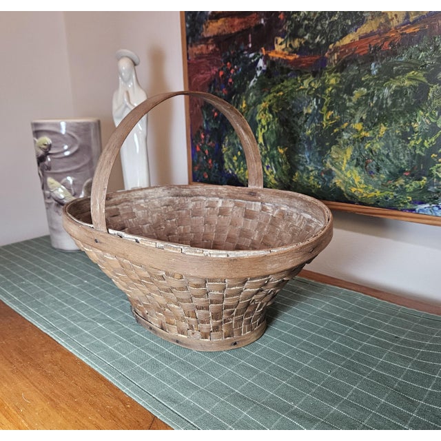 Mid 19th Century Mid 19th Century Shenandoah Valley White Oak Oval Basket For Sale - Image 5 of 12