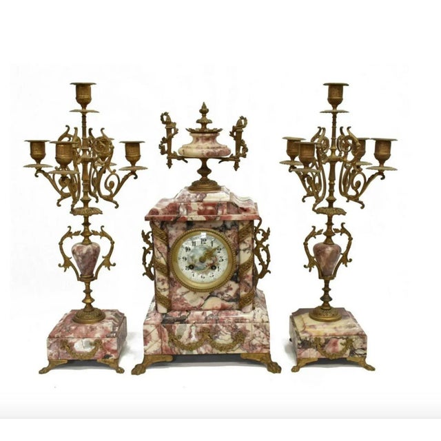 19th Century Parisian Mantel Set - 3 Pieces For Sale - Image 10 of 11