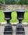 Victorian Pair English Neoclassical Black Cast Iron Campana Garden Urns on Plinths, Circa 1880 For Sale - Image 3 of 12