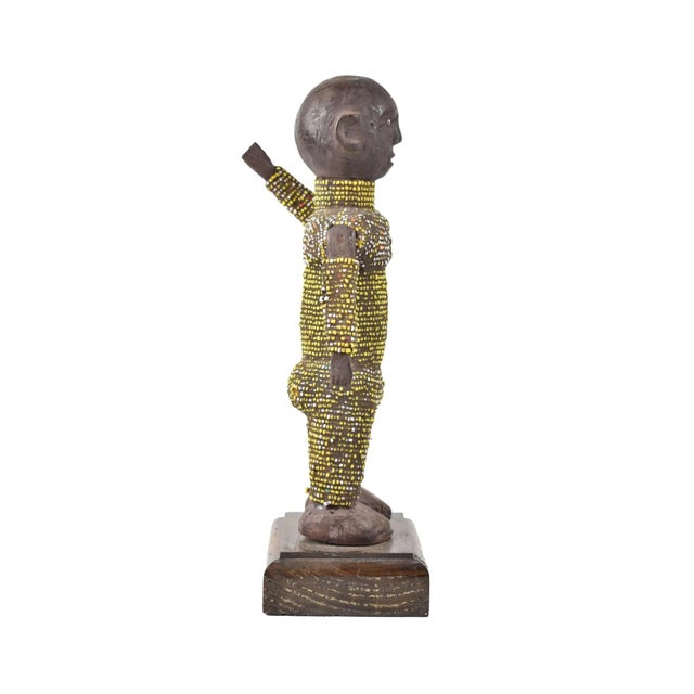 Early 20th Century Nyamwezi Beaded Wood Doll on Custom Base Tanzania For Sale - Image 4 of 7