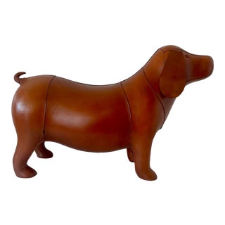 Dimitri Omersa Style Leather Dog Footstool For Sale