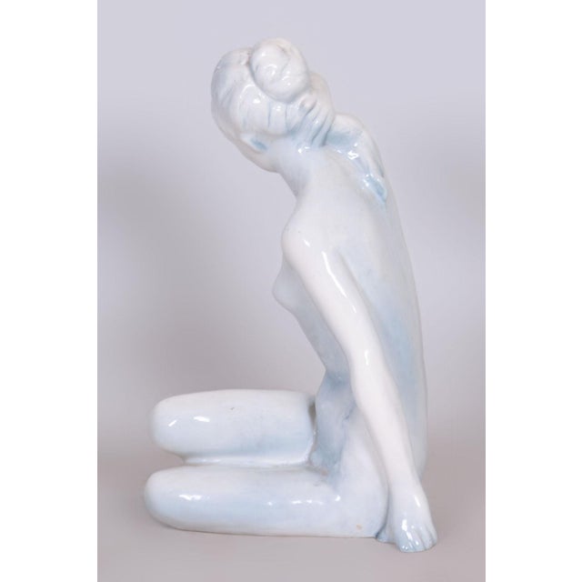 Mid-Century Czech Ceramic Sculpture of Woman by B. Kokrda, 1950s For Sale - Image 4 of 8