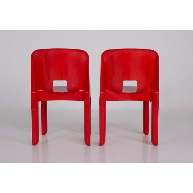 Vintage Red Universale Chairs by Joe Colombo for Kartell, 1979, Set of 2 For Sale - Image 6 of 13