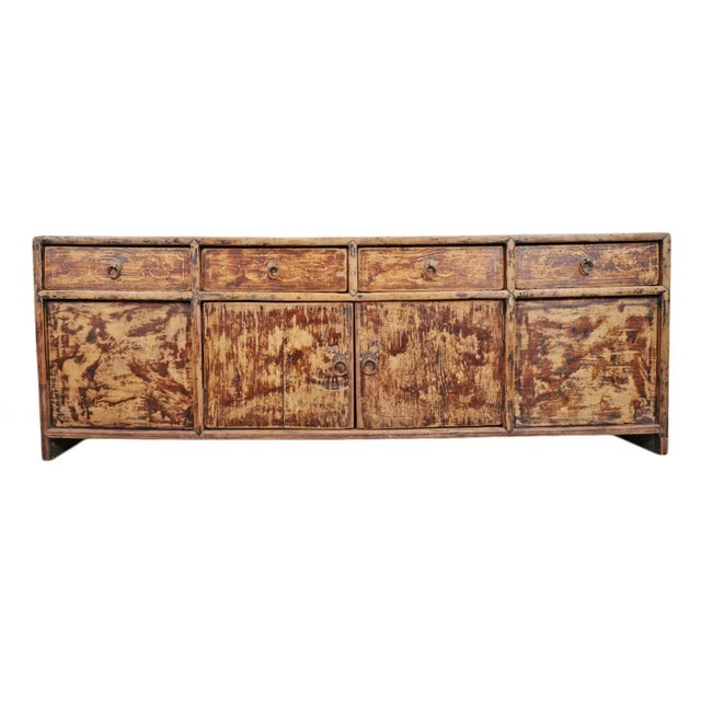 Wood Mid 20th Century Vintage Mongolian Low Credenza / Media Cabinet For Sale - Image 7 of 7