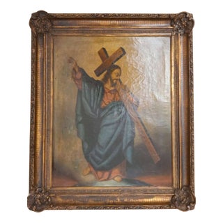 Christ Carrying the Cross, 1800s, Oil on Canvas & Wood, Framed For Sale