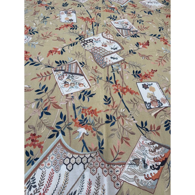 Handwoven Japanese Style Aubusson Area Rug 9'0" X 12'0" For Sale - Image 11 of 12