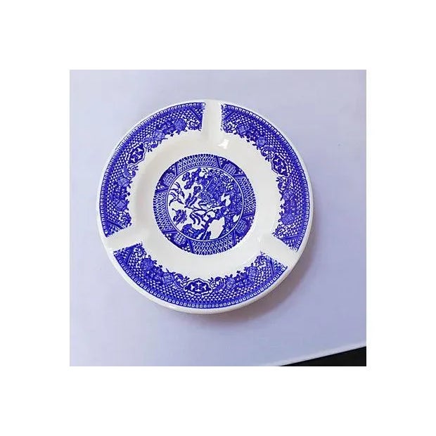 Blue and White Asian Motif Ashtrays - S/2 For Sale - Image 4 of 6
