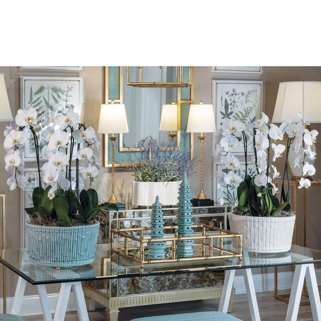 Traditional Bamboo Garden Celadon Center Basin For Sale - Image 3 of 5